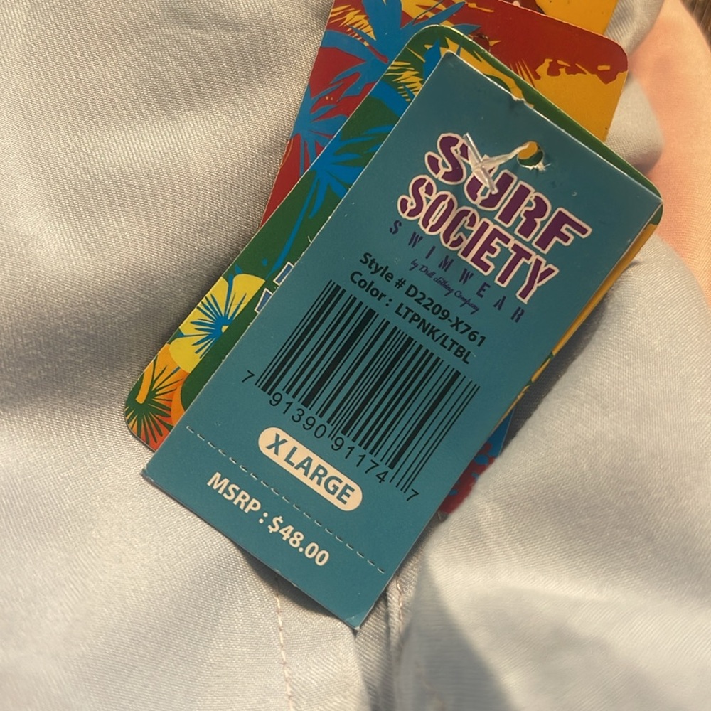 NWT Surf Society Swim  Short Trunks Pink Blue Preppy Coastal Beach Vacay Resort - Picture 7 of 7